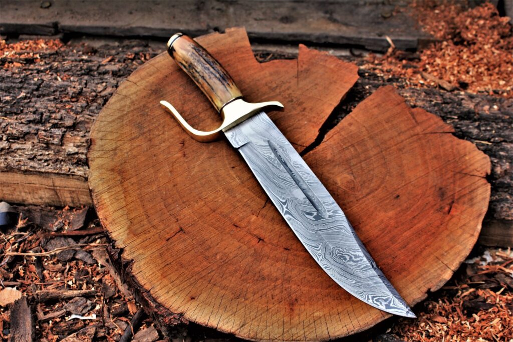Deer Horn Handmade Hunting Knife – Full Tang 16" Steel Blade