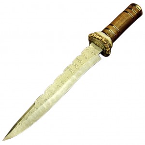 Bowie Damascus Crown Antler Knife Fantastic Excellent Finish Carbon Steel 15"