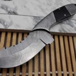 Bull Horn Damascus Steel Pocket Knife 9"