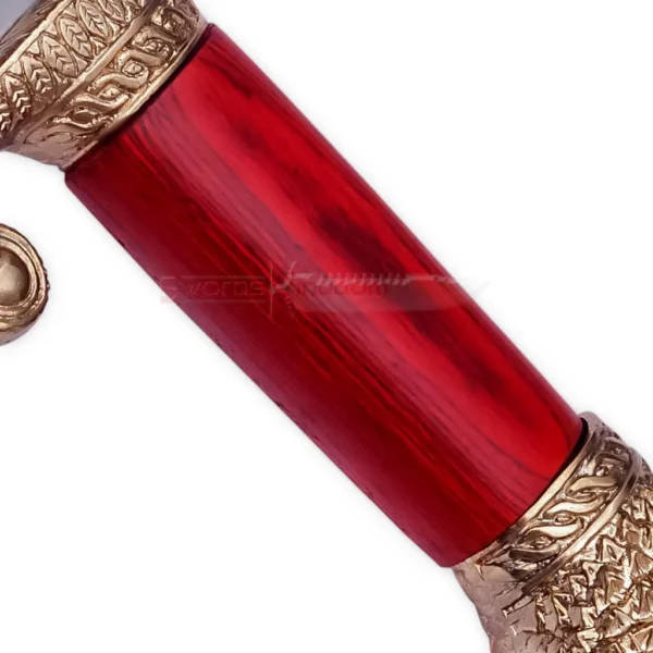 5. Gold Skull Pommel and Curved Guard of Alexander the Great Sword Replica