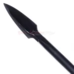 Close-up of the Armory Spartan Spear replica showing its black pointed spearhead and detailed shaft design.