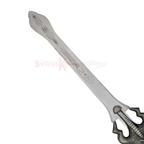 Close-up view of the Auron Beast Master Masamune sword blade with decorative engraved detailing.