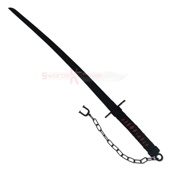 Bleach Ichigo Bankai Zangetsu black anime katana sword with red and black handle