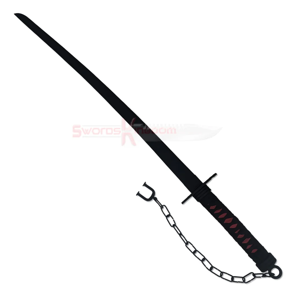 Bleach Ichigo Bankai Zangetsu black anime katana sword with red and black handle