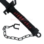 Bleach Ichigo Zangetsu katana with black blade, red handle accents and chain detail