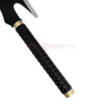 Close-up of the Fullbring Fulltang Sword Replica handle with black grip and gold fittings