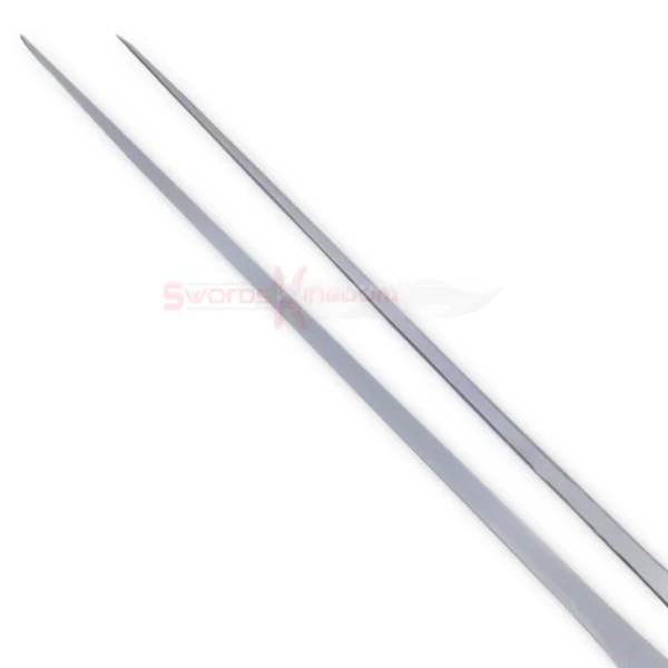 Side view of the Halo Energy 36-inch sword replica showing its long silver blade, curved guard and black handle.