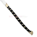 High Elven Warrior Sword handle with a black grip, gold leaf-pattern details and a decorative gold pommel.
