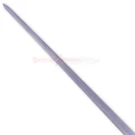 Detailed view of the long silver blade of the Kingdom of Heaven Ibelin sword replica.