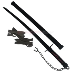 Ichigo Zangetsu anime katana sword with black sheath and decorative handle