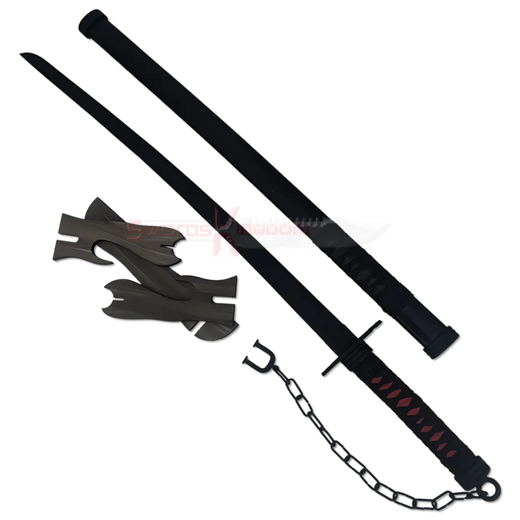 Ichigo Zangetsu anime katana sword with black sheath and decorative handle