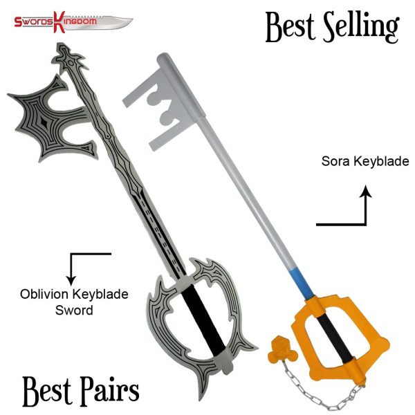 Kingdom Hearts Oblivion Keyblade Replica & Kingdom Hearts Sora Keyblade Replica Yellow 39 Inches