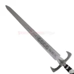 Side view of the Legend of the Seeker Sword of Truth Replica V3 showing the engraved silver blade and decorative crossguard.