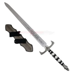 Legend of the Seeker Sword of Truth Replica V3 displayed with its matching black sheath and sword hanger.