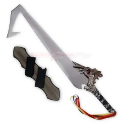 Tidus Brotherhood Sword Replica displayed with its matching dark sheath and decorative ribbons.