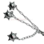 Triple spiked flail mace silver chain