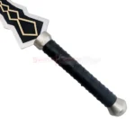 Close-up of the black wrapped handle and silver pommel on the Yuuki Sword Replica