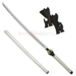 Zaraki White Cutting Sword displayed with its white sheath, long silver blade and white handle with gold-tone detailing.
