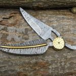 Purely Handmade Damascus Leaf Pocket knife With Free Leather Sheath