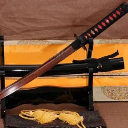 Authentic Samurai Damascu Red Folded Wakizahsi Sword