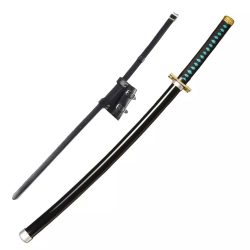 Demon Slayer Muichiro Tokito Blade Wood Cosplay Sword With PU Sword Belt Bundle