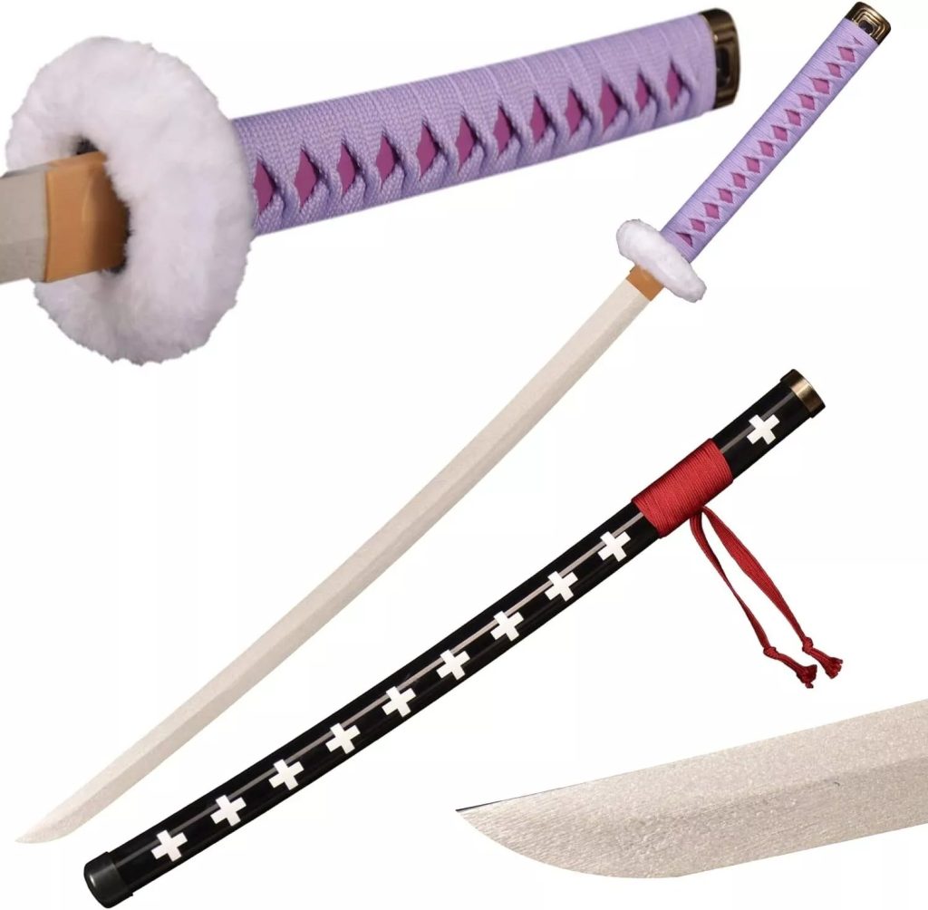 Katana One Piece Wooden Trafalgar Law Purple Sword With Scabbard
