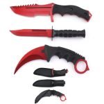 3pc Tactical Knife Set 7.5″ Karambit 7.5″ Dagger 8.5″ Hunting Knife/ Blackout Version. Comes with Nylon Sheath