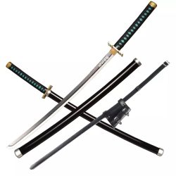 Demon Slayer Muichiro Tokito Blade Wood Cosplay Sword With PU Sword Belt Bundle