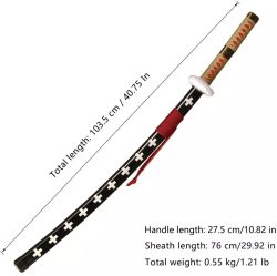 UK Seller Katana One Piece Wooden Trafalgar Law Sword Cosplay With Scabbard