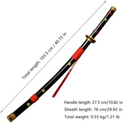 UK Seller One Piece Roronoa Zoro Cosplay Wooden Yama Enma Swords Replica Props