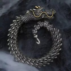 Viking Dragon Scale Link Chain Bracelet Men's Stainless Steel Bangle Gift