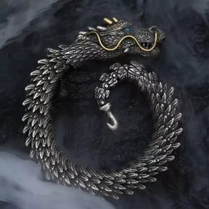 Viking Dragon Scale Link Chain Bracelet Men's Stainless Steel Bangle Gift