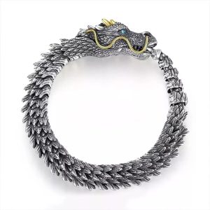 Viking Dragon Scale Link Chain Bracelet Men's Stainless Steel Bangle Gift