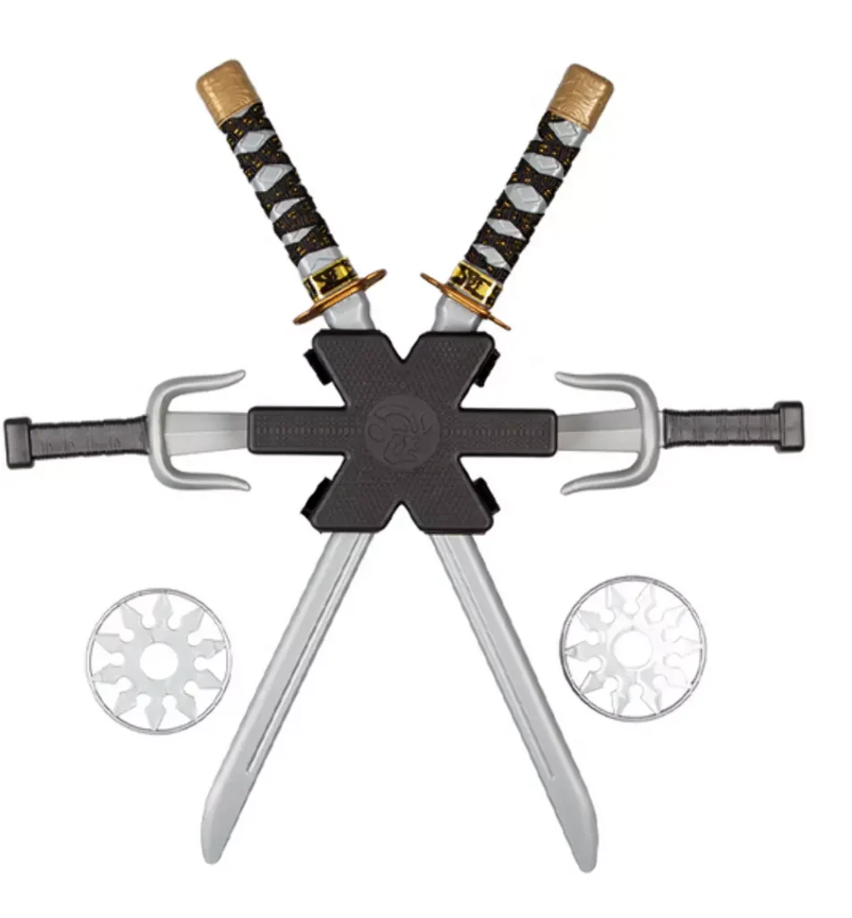 Double Ninja Sword Set Back Pack Fancy Dress Martial Arts Ninjas Weap Kids Prop