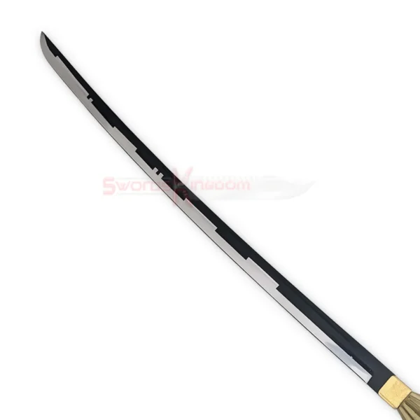 White Kenpachi Zaraki Nozarashi Katana full view with black and silver blade
