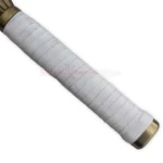 Detailed view of the white textured handle and gold pommel of the Nozarashi Katana