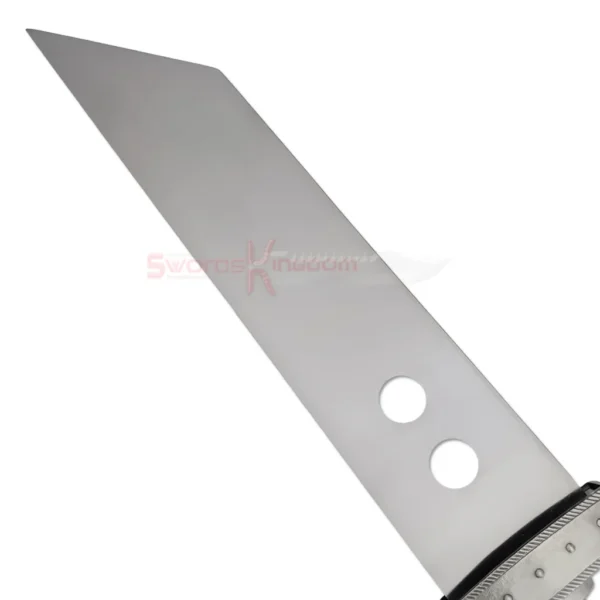 Close-up of the Cloud Strife Buster Sword Replica with oversized silver blade and detailed guard