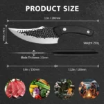Handmade Forged Chef's Kitchen Knives with Leather Sheath - Image 2