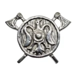 Valhalla Odin Viking Twin Axe Shield Raven Pin Brooch