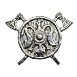 Valhalla Odin Viking Twin Axe Shield Raven Pin Brooch