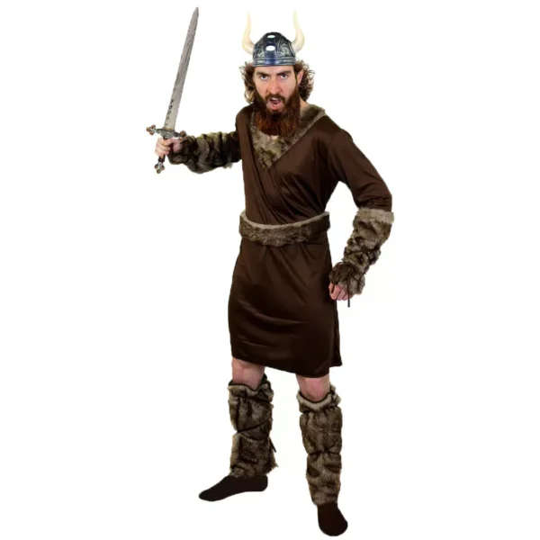 Men's Medieval Viking Costume Helmet & Sword Outfit - Image 2