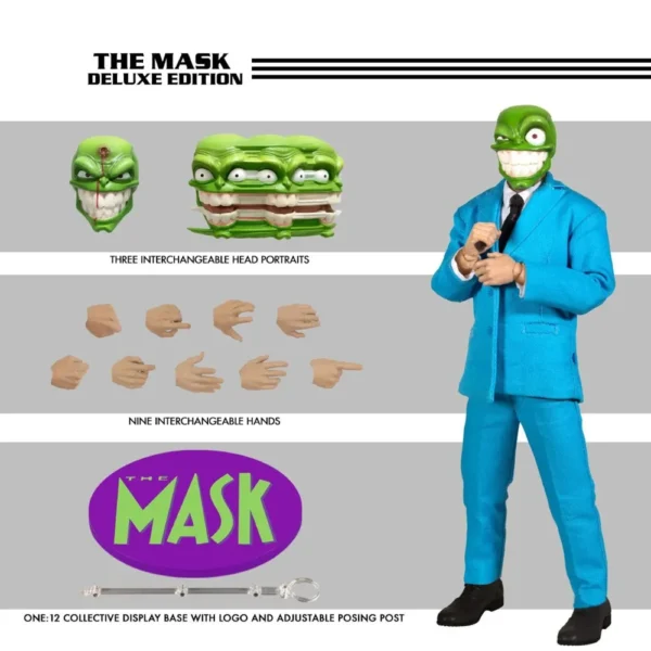 Deluxe Green Mask Comic Style 6.7” Action Figure with Suit & Display Stand