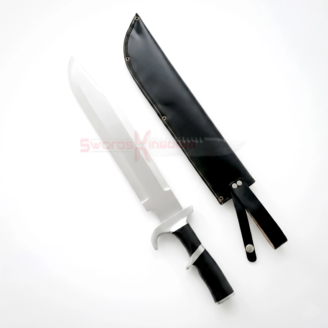 Handmade Predator 20 inch knife replica with black handle and leather sheath Handmade Predator 20" Knife Replica with Leather Sheath