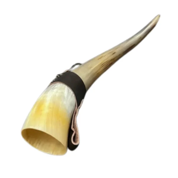 Viking Drinking Horn with Leather Belt Holster