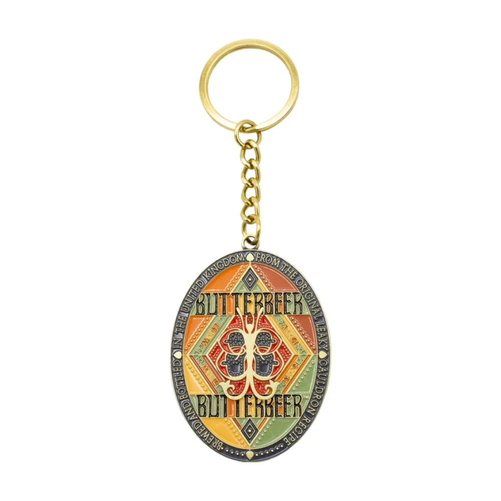 Butterbeer Enamel Keyring with Antique Brass Finish Butterbeer Enamel Keyring with Antique Brass Finish