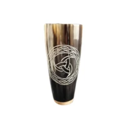 Viking Triskele Horn Mug Engraved Norse Drinking Cup
