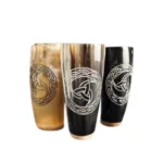 Viking Triskele Horn Mug Engraved Norse Drinking Cup