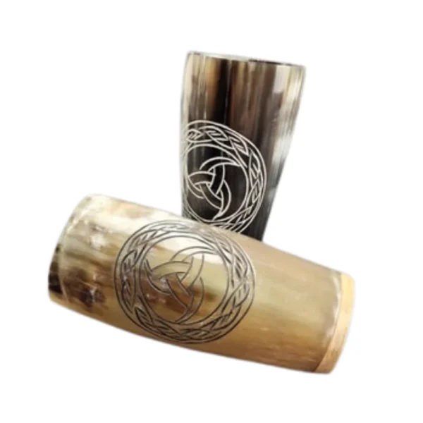 Viking Triskele Horn Mug Engraved Norse Drinking Cup