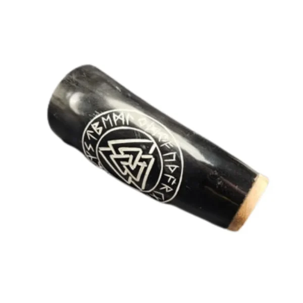 Valknut Viking Horn Mug Engraved Norse Drinking Cup