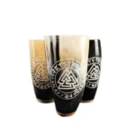 Valknut Viking Horn Mug Engraved Norse Drinking Cup